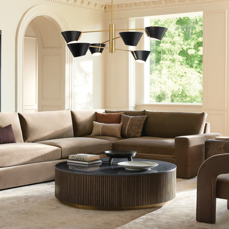 4/6-Light Mid-Century Modern Linear Sputnik Large Chandelier for Living Room 2/3-Tiered Industrial Cone Pendant Lighting