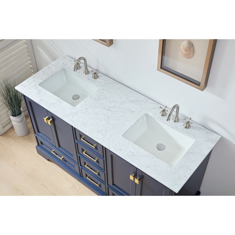 Stufurhome Brittany Dark Blue 60 inch Double Sink Bathroom Vanity - 60*22*34.5in