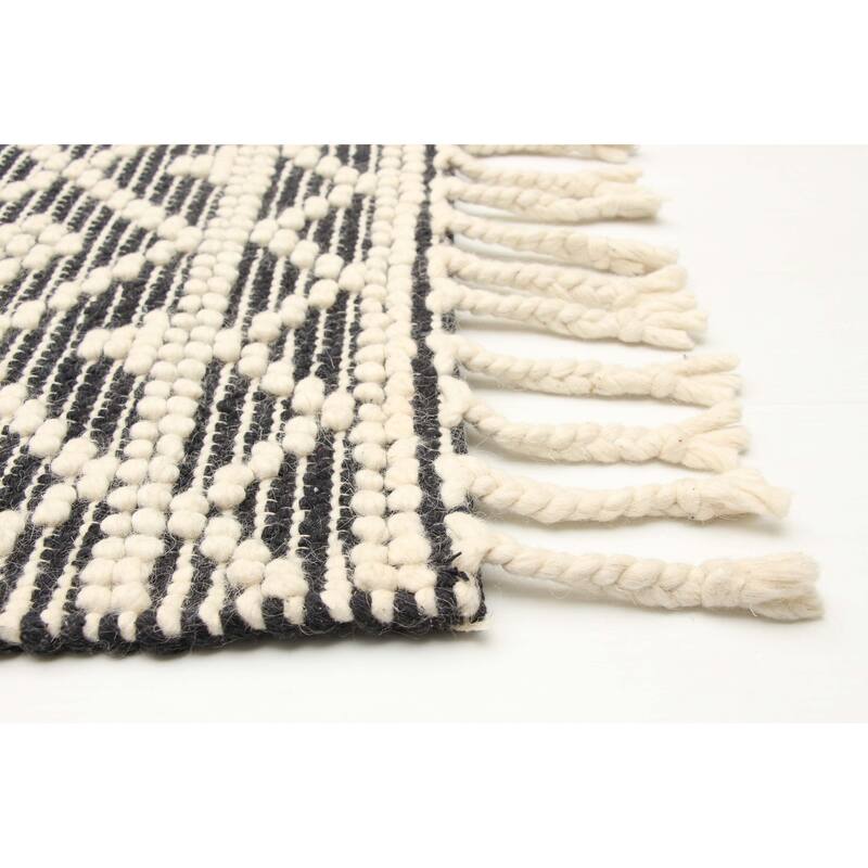 ECARPETGALLERY Braid weave Sienna Black Wool Rug - 5'2 x 7'5