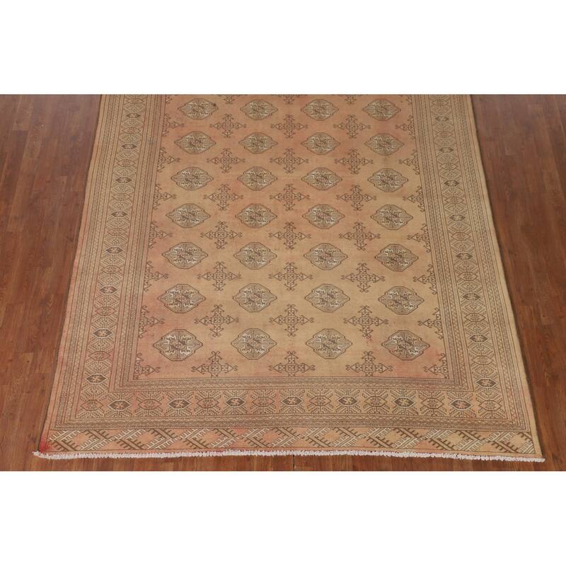 Geometric Bokhara Oriental Rug Hand-Knotted Wool Carpet - 6'11"x 9'6"