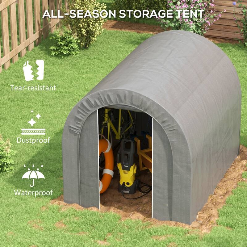 6'x 8'Garden Storage Tent, Heavy Duty Outdoor Shed, Waterproof Portable Shed Storage Shelter with Galvanized Metal Frame