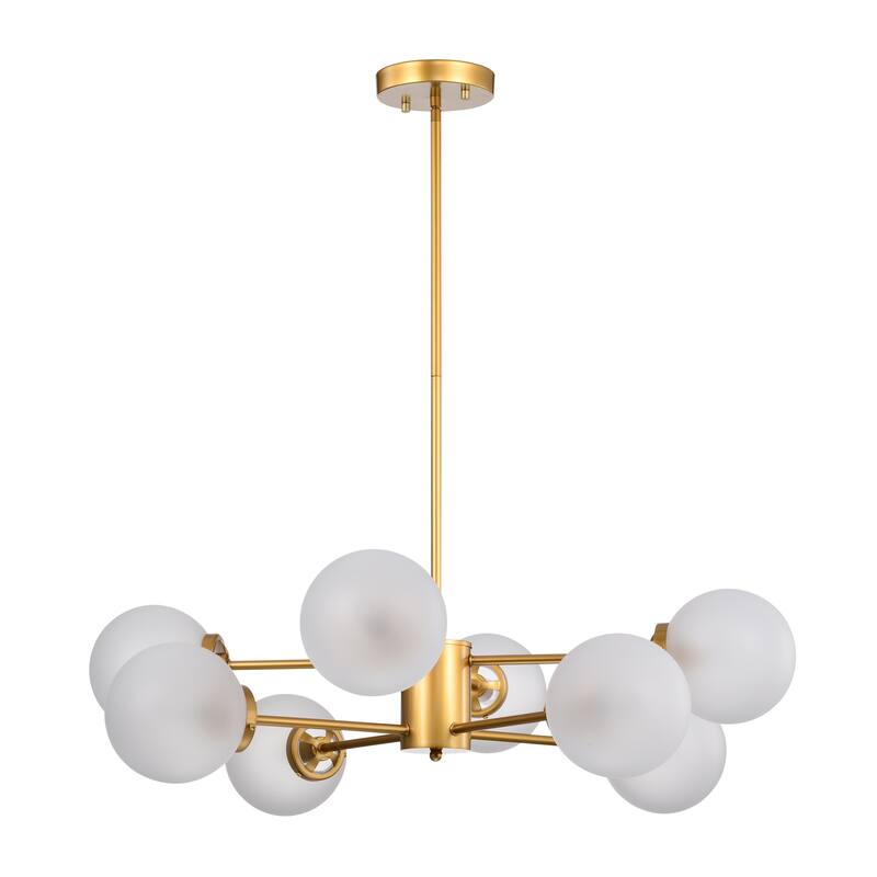 Silversmile 32 Inch Sputnik Brass Polished Finish Ceiling Lighted Chandelier Modern Style 8-Light - N/A