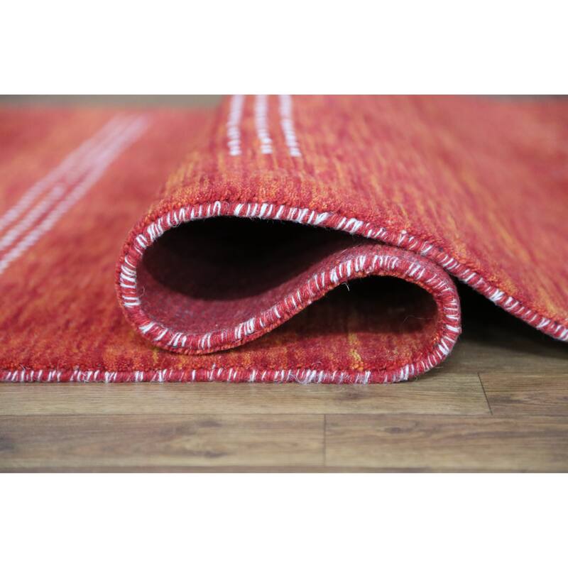 Gabbeh Indian Rug Handmade Orange Tribal Wool Carpet - 4'5" x 6'5"