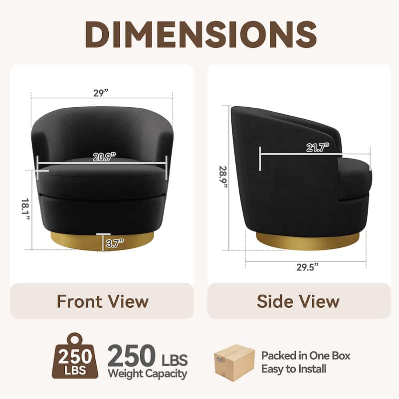 360 Degree Velvet Swivel Club Chair, Soft & Comfotable