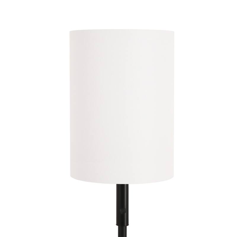57" Traditional Iron Tray Table Floor Lamp with Linen Drum Shade