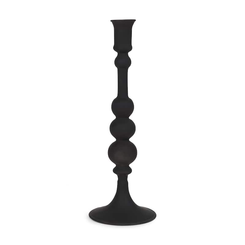 12" Black Glass Tabletop Taper Candlestick