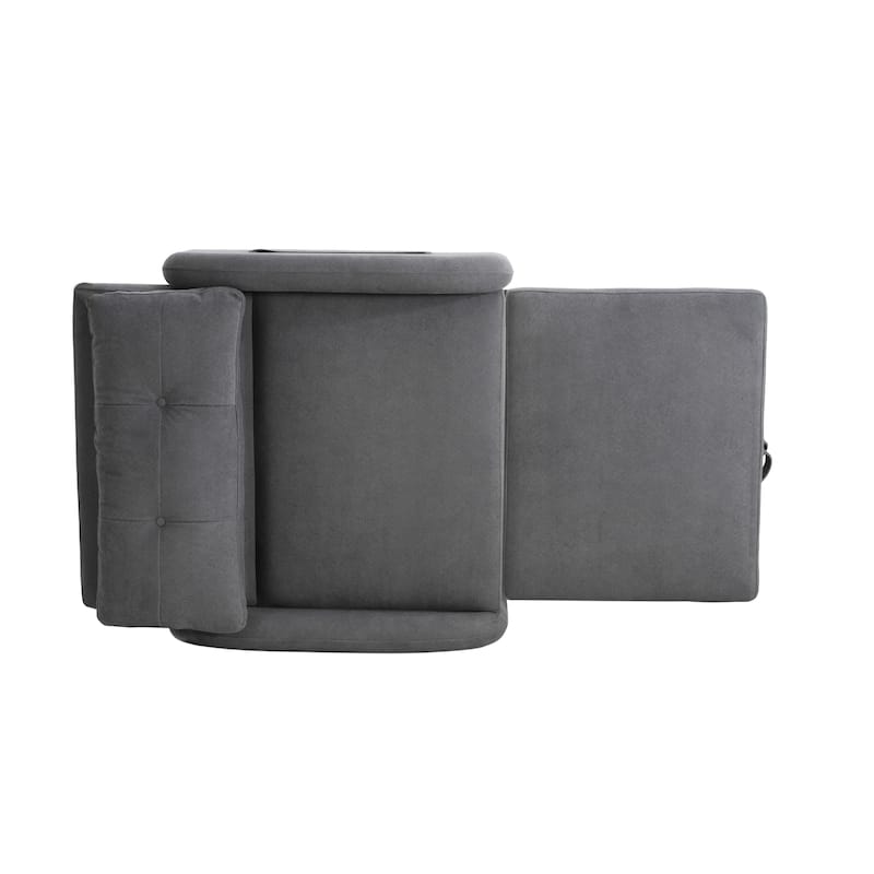 Single Sofa Bed Upholstered Sleeper Chair with Side Pocket, Convertible Chaise Lounge Pull-Out Sofa Bed with Adjustable Backrest