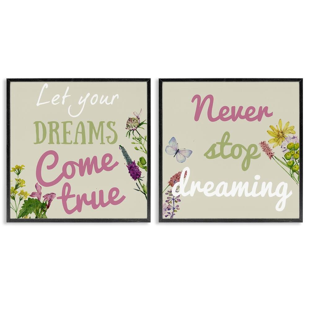 Stupell Motivational Dream Sentiments Framed Giclee Art Design By Kim Allen (Set of 2)