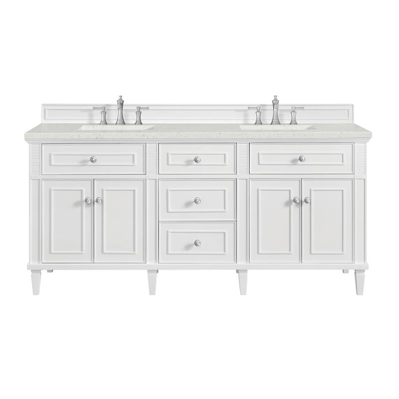 James Martin Vanities 424-V72-3LDL Lorelai 72" Double Basin Wood - Bright White - Painted