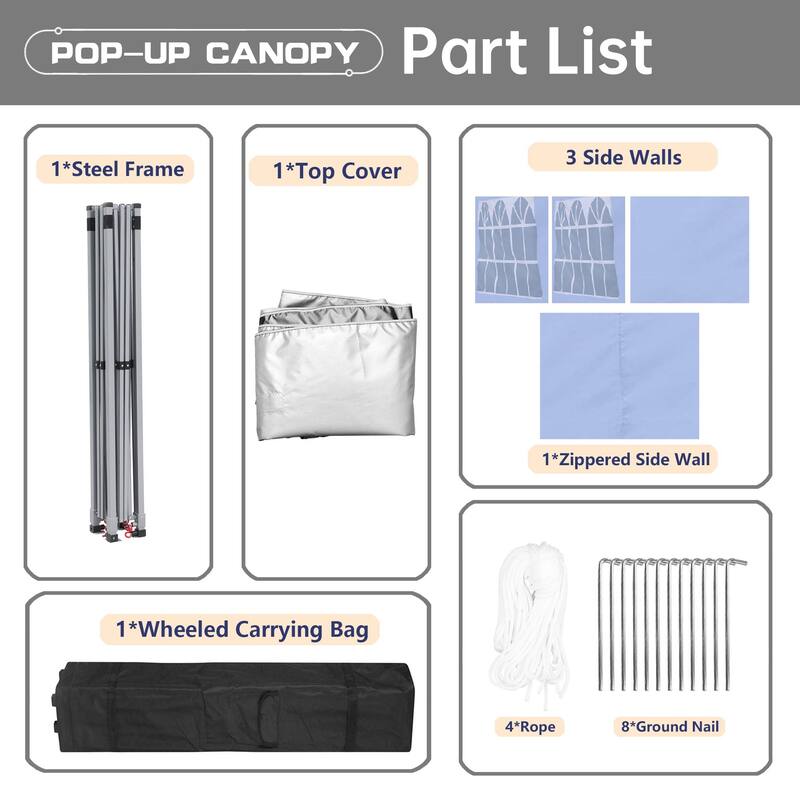 Ainfox 10x10 Ft Outdoor Pop-up Canopy Tent with Removable Sidewalls