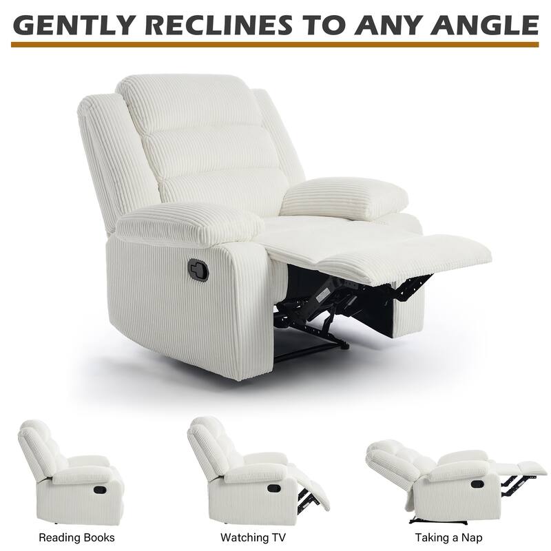Classic Corduroy Upholstered Push Back Manual Recliner Chair(Set of 2)