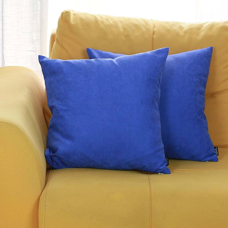 Honey Set of 2 Decorative Throw Pillow Cover Solid Color - 18" x 18" - Sapphire Blue