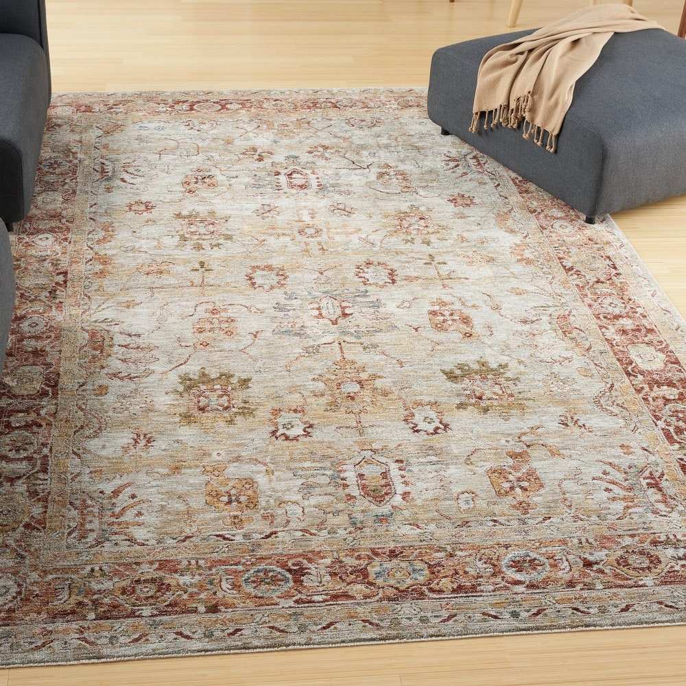 Nourison Petra Traditional Persian Medallion Border Area Rug