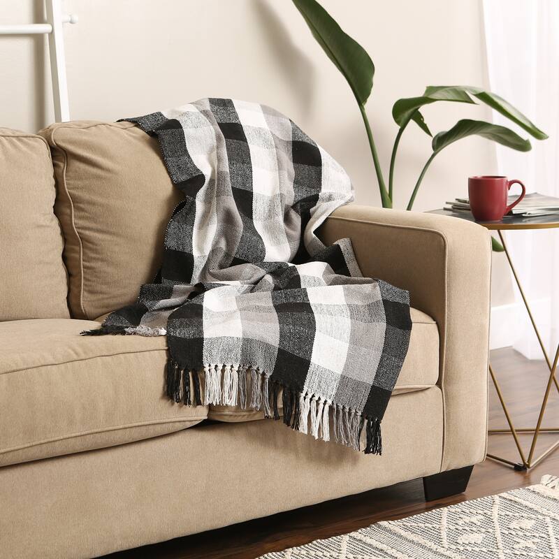 Tri-Color Check Throw