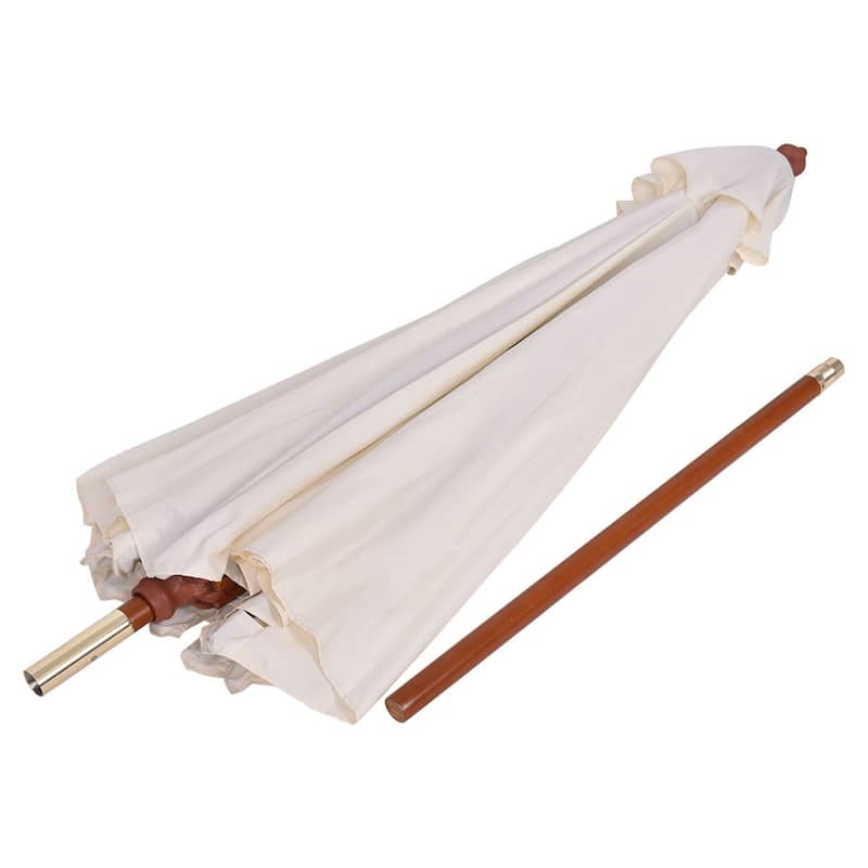 Adjustable 10 ft Wooden Outdoor Umbrella Sunshade Durable Patio Shade Solution