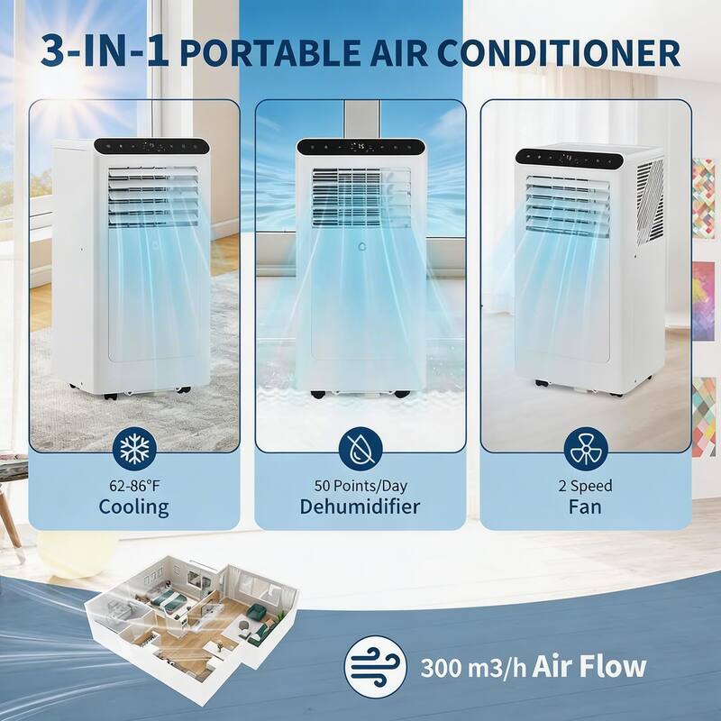 8000 BTU Portable Air Conditioner, up to 350 Sq.Ft.