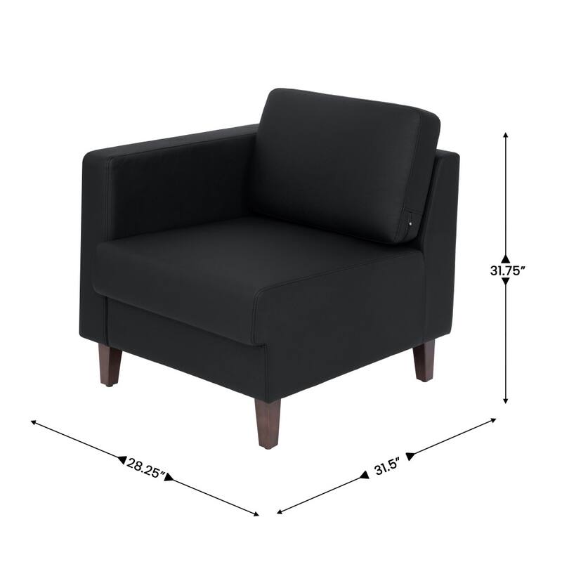 Commercial Modular Left Arm Chair with AC/USB/USB-C Chargers - 28.25"W x 31.5"D x 31.75"H