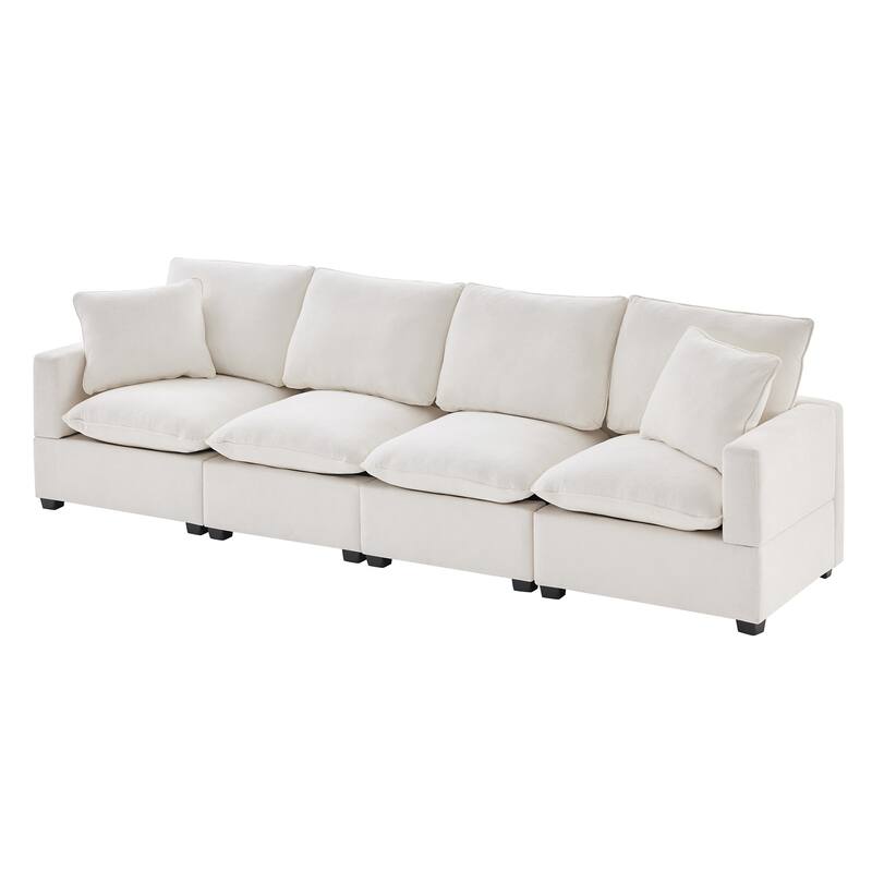 84" Modular Chenille 4-Seat Sectional Sofa Set with 2 Pillows and Removable Cushions, Perfect for Living Space