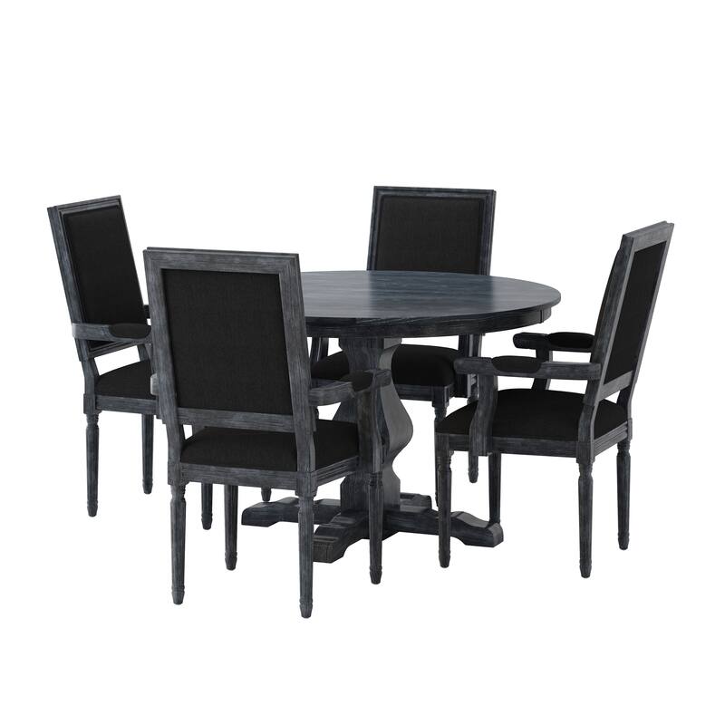 Mores Upholstered 5 Piece Circular Dining Set by Christopher Knight Home