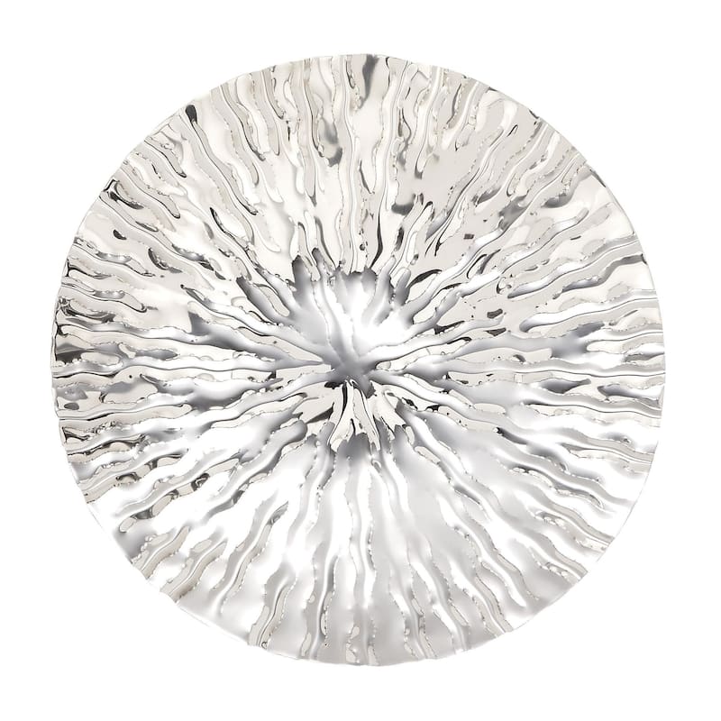 Stainless Steel Metal Plate Home Wall Decor with Hammered Design - Set of 9 Silver - Roche River Decor