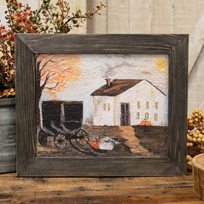 Rustic Fall Decor Autumn Buggy Textured Framed Print