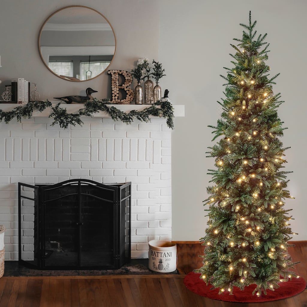 National Tree Company 6 ft. Feel-Real Duxbury Slim Tree with Warm White LED Lights - 6 ft
