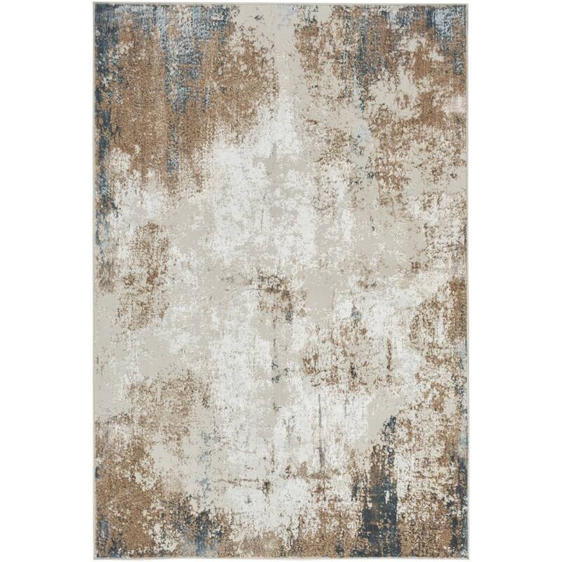 Kegib Power Loomed Distressed Abstract Modern Non Skid Stain Resistant Area Rug By HomeRoots - 87' X '63' X '0.39