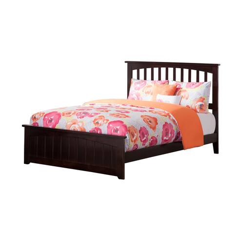 Mission Full Low Profile Wood Platform Bed with Matching Footboard in Espresso