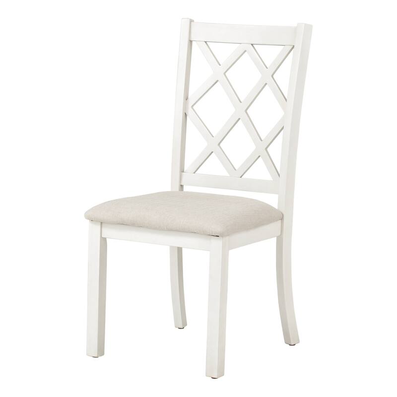 5-Piece Solid Wood Round Dining Table Set with Upholstered Chairs