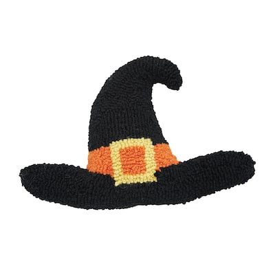 Witch Hat Shaped Hooked Throw Pillow