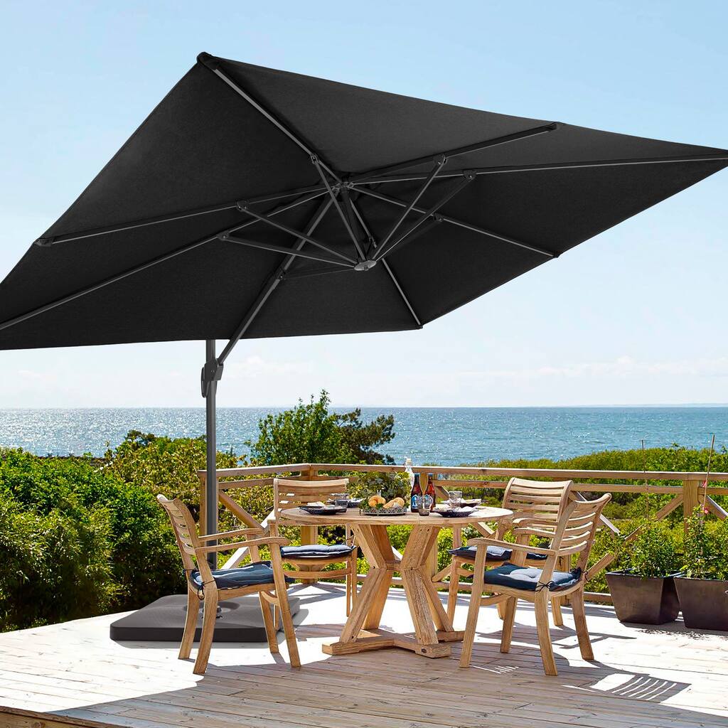 BONOSUKI Outdoor 11.5x9FT Cantilever Patio Umbrella 360 Rotation w/Base