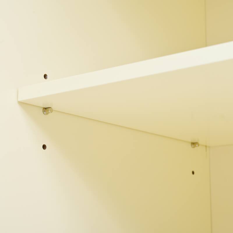 77" Farmhouse Kitchen Pantry, Freestanding Tall Cabinet with Adjustable Shelves, Door Racks & Drawers for Dining Room