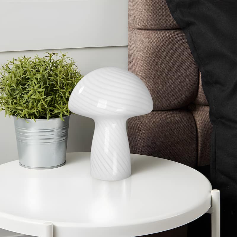 Modern Glass Mushroom Novelty Table Lamp with Stripes