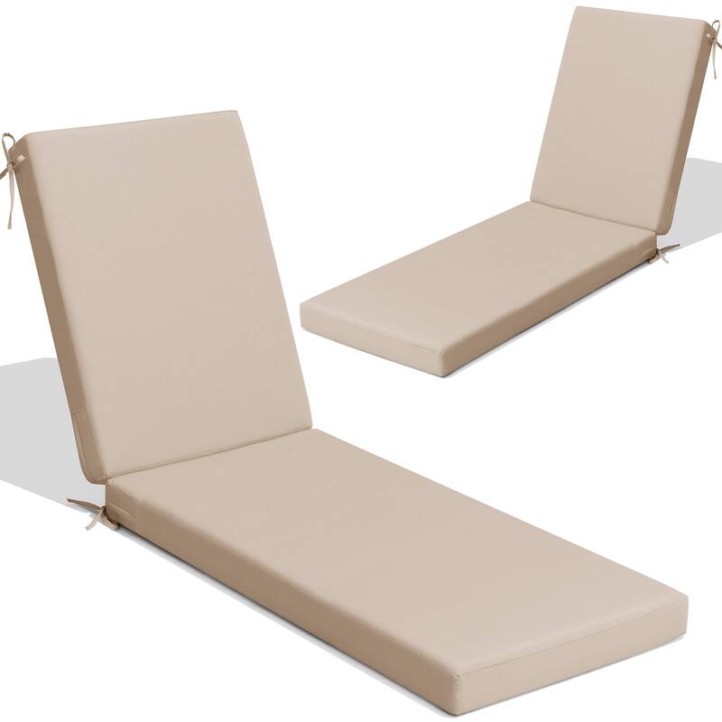 Outdoor Patio Chaise Lounge Chair Cushion - 2PCS - Beige - 71.65 inches long