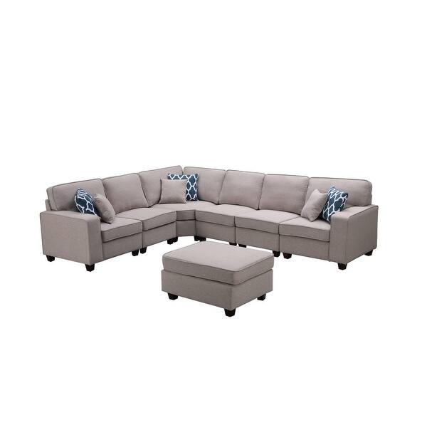 Shop Lilola Casanova 7 Piece Modular Light Gray Sectional Sofa Grey On Sale Overstock 28290624