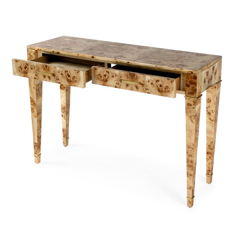 Kai 2 Drawer 46" Burl Wood Console Table