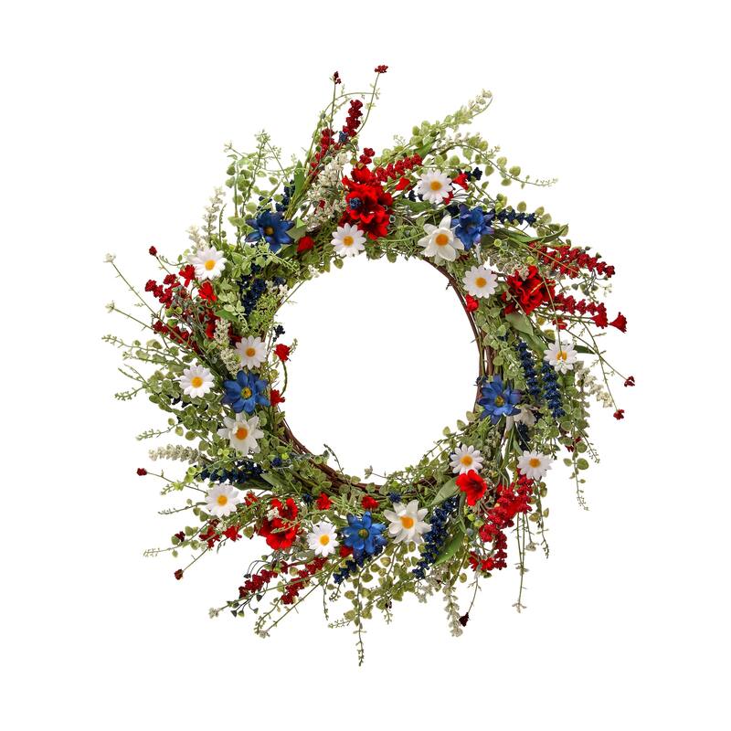 Geranium Daisy Astilbe Wreath 24"