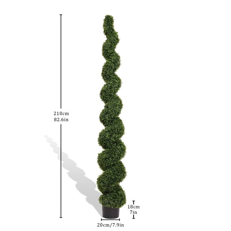 GDFStudio - Thaloren 6.9FT Spiral Topiary Tree Artificial Boxwood Elegance with Stable Weighted Base