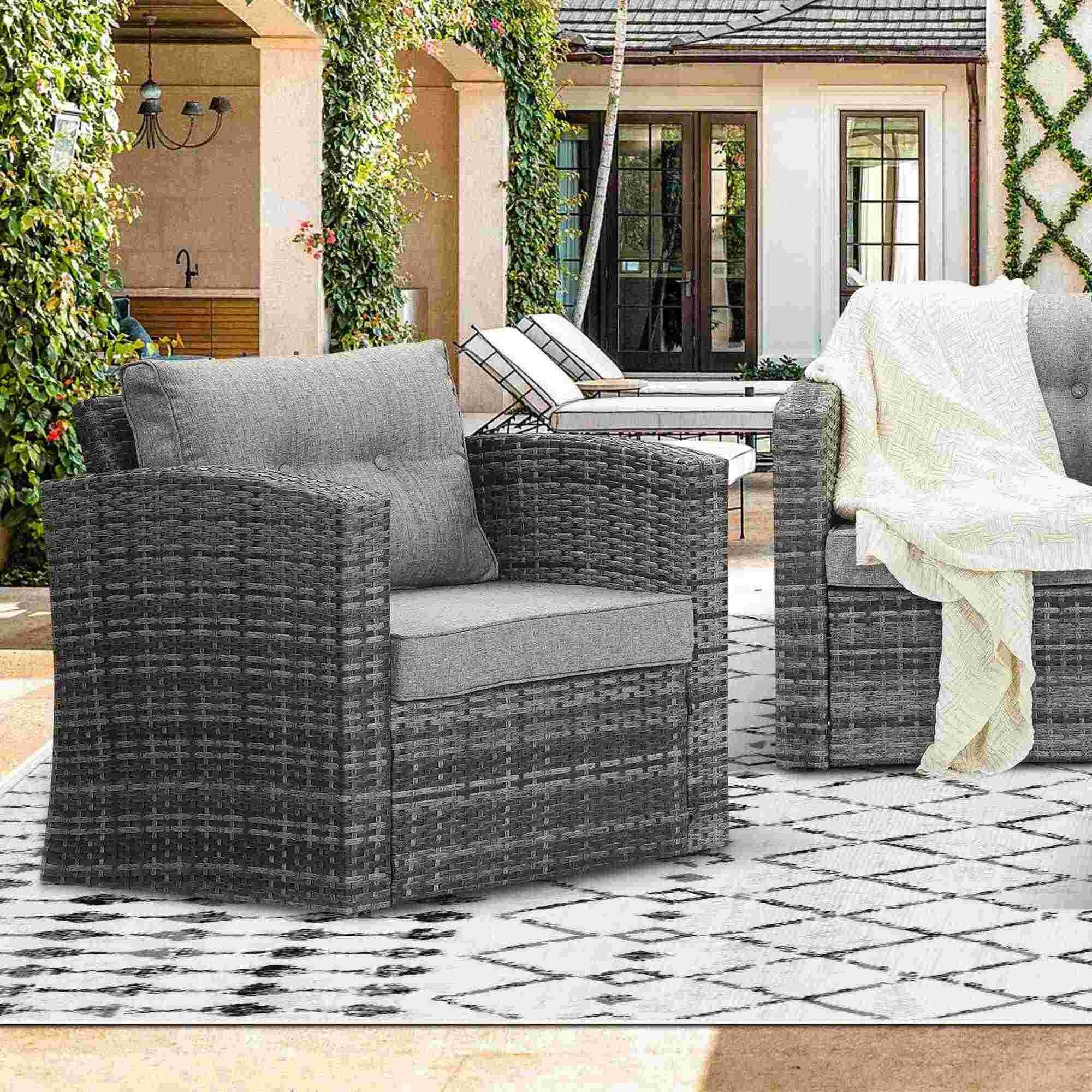 Grey rattan armchair new arrivals