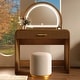 preview thumbnail 15 of 22, 39" Makeup Vanity Desk Bedroom Dressing Table with Curved Touch LED Light Makeup Mirror