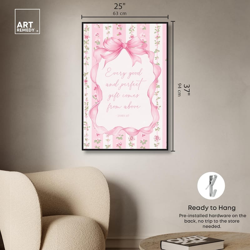 Good and Perfect Gift Bow Canvas by Art Remedy