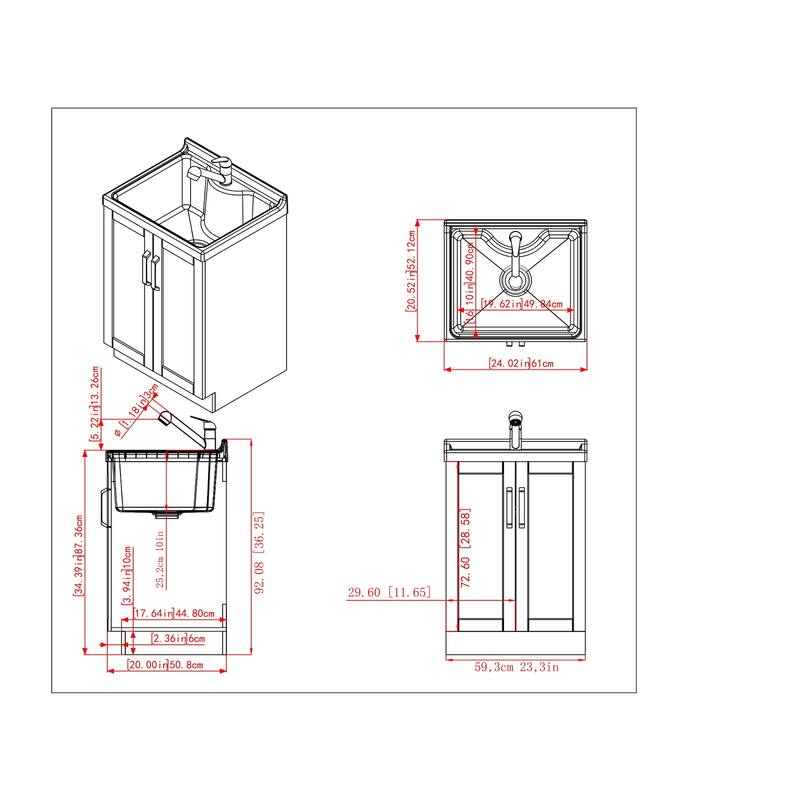 WYNDENHALL Lindor Transitional Laundry Cabinet with Faucet and Sink