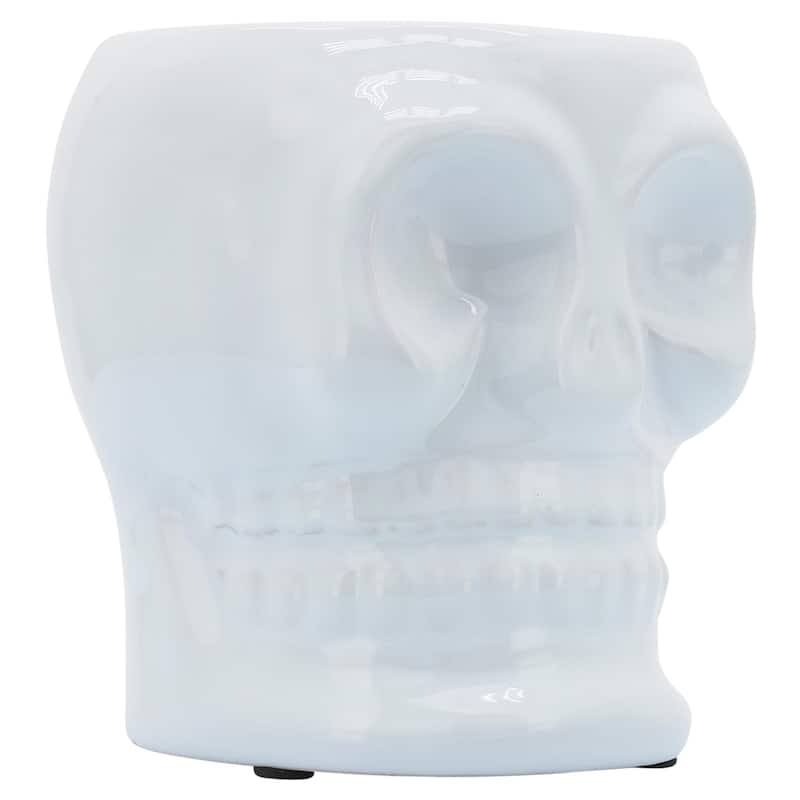 Sagebrook Home Ceramic Skull Vase Contemporary Gothic Decorative Skull Vase for Succulents or Small Plants - 5" x 5" x 5" - White