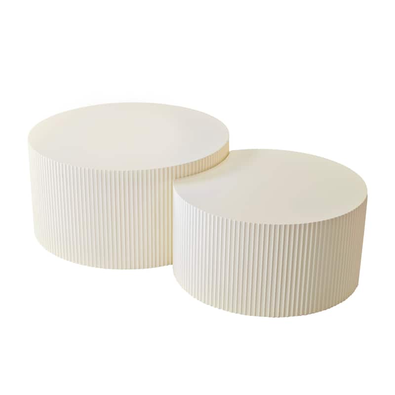 35.83" Stylish and Minimalist Modern Wave Stripe Round Coffee Table.