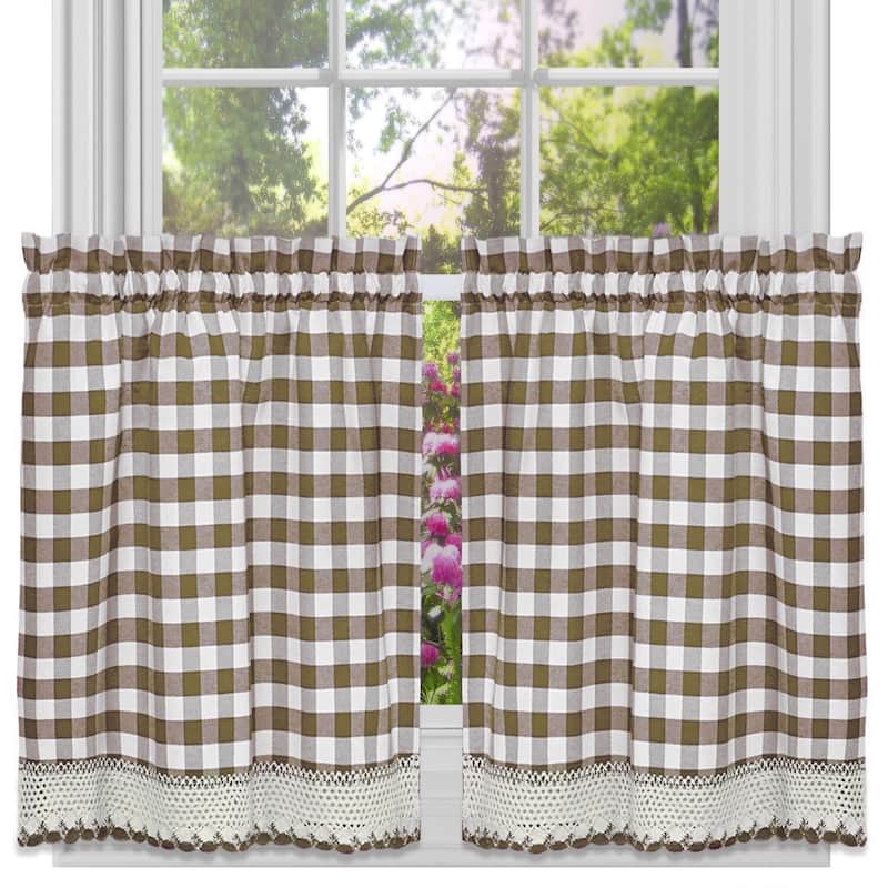 Sweet Home Collection Buffalo Check Plaid Gingham Window Curtains - Tier & Valance