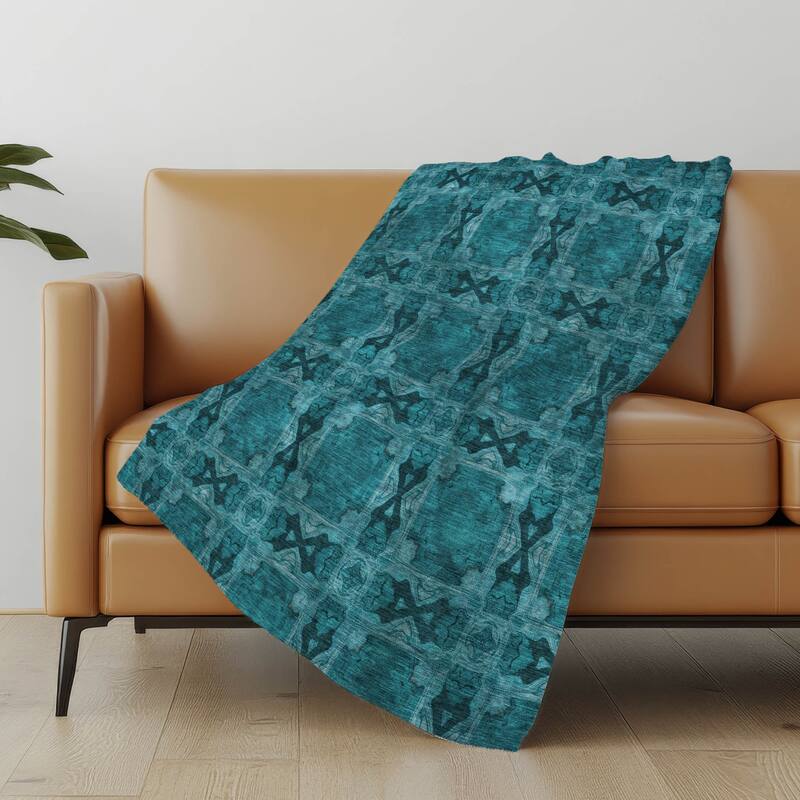 Premium Machine Washable Boho Moroccan Sherpa Throw Blanket
