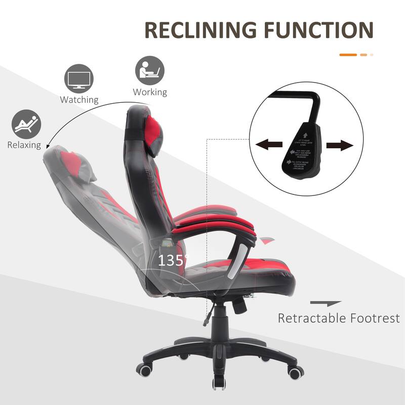 Vibration Point Massage Computer Gaming Chair Racing Style Office Chair Swivel Rolling Chair with 5 Modes Headrest, for Office