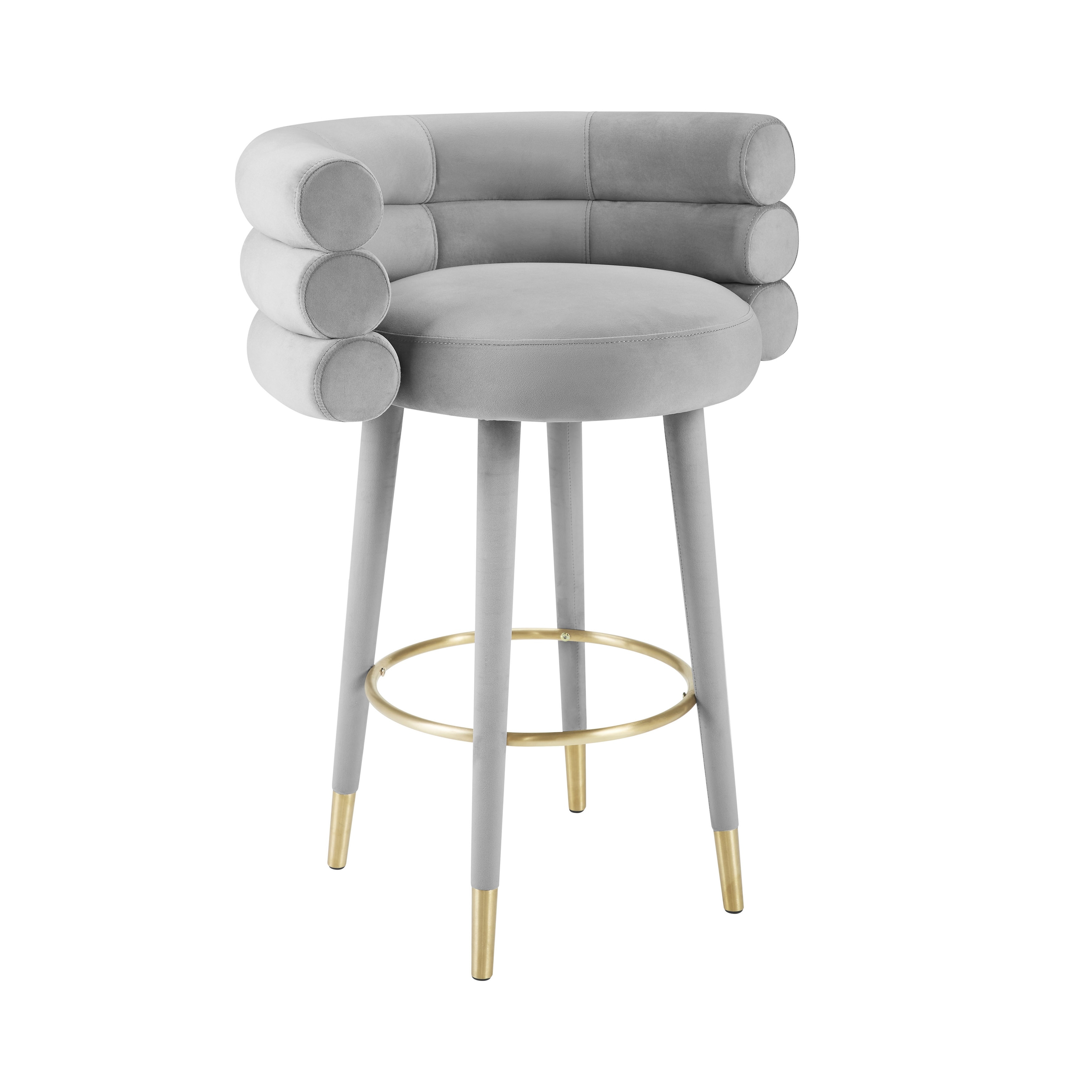 Strick & Bolton Laffut Velvet/ Gold Stainless Steel Bar Stool - N/A