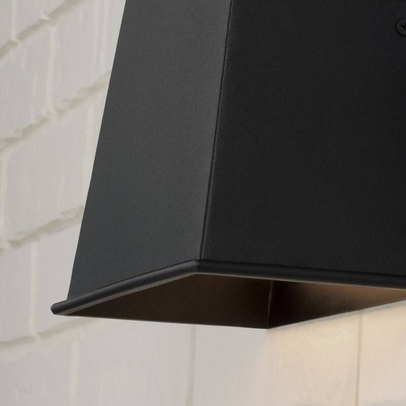Integrated LED Outdoor Night Sky Friendly Enclosed Rectangular Wall Lantern in Black