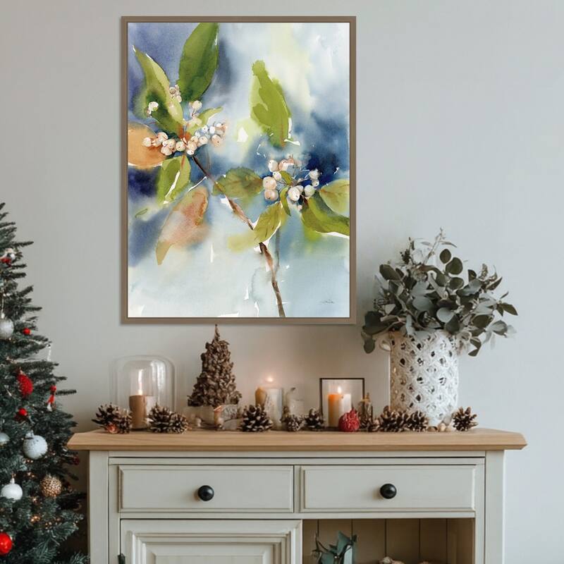 Winter Berries by Katrina Pete (23 x 30 in.), Framed Canvas Wall Art Print - Sylvie Dark Gold